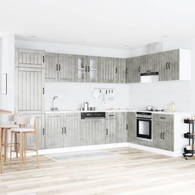 vidaXL - Waskompkast - Lucca - 2 - st - Beton - Grijs - Bewerkt - hout