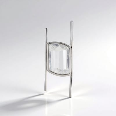 Cavill - Witte Kwarts Hanger - 925 Sterling Zilver - 6.13 ct Fancy Trapgeslepen Kwarts - Modern Elegant Design - Edelsteen Sieraad uit Brazilië