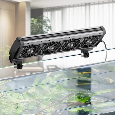 Stille Aquarium Koeler met Verstelbare Snelheid en Timer voor Verse en Zoutwater Tanks tot 100cm, Ideaal voor Terrarium en Aquatic Koeling