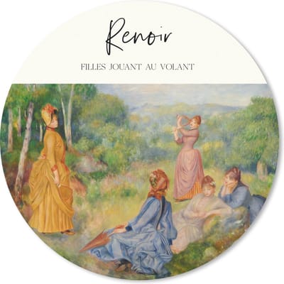 Muismat rond 20x20 cm - Mousepad Kunst - Renoir - Filles jouant au volant - Ronde muismatten