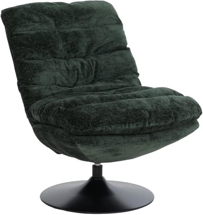 Loungestoel MCW-Q29, cocktail-/gestoffeerde-/relaxstoel, draaibare stoel, chenille (470 g/m²), Oeko-Tex, staal ~ groen