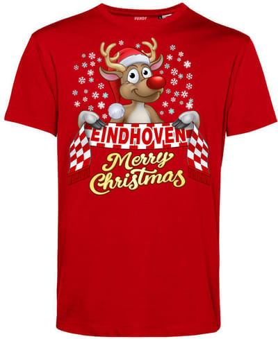 T-shirt Eindhoven | Foute Kersttrui Dames Heren | Kerstcadeau | PSV supporter | Rood | maat XS