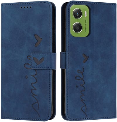 Coverup Hoesje - Geschikt voor Motorola Moto G06 / G06 Power Hoesje - Coverup Smile Book Case - Blauw