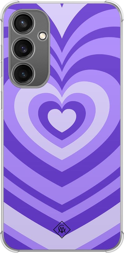 Casimoda® hoesje - Geschikt voor Samsung Galaxy S23 FE - Hart Swirl Paars - Shockproof case - Extra sterk - TPU/polycarbonaat - Paars, Transparant