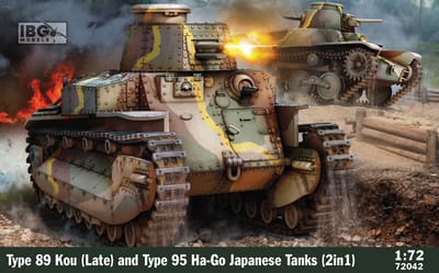 IBG Models Modelbouwpakket Militaire voertuigen - 72042 Type 89 Kou (Late versie) + Type 95 Ha-Go - Japanse Tanks - 2 Bouwopties Plastic - 1:72 - Modelbouw