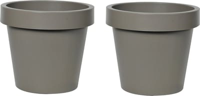 Mega Collections Plantenpot/bloempot - 2x - kunststof - taupe/bruin - buiten - D50 x H44 cm