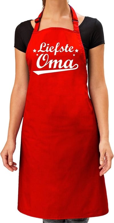 Liefste oma cadeau bbq/keuken schort rood dames - kado schort voor oma's