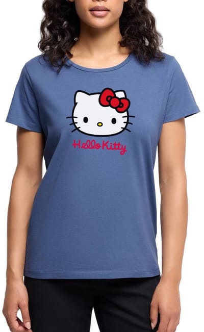 Hello Kitty Klassiek Portret Hello Kitty Tekst Premium T Shirt Dames