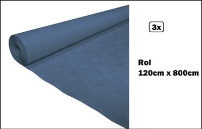 3x Tafelrol tafelkleed donker blauw 120cm x 800cm papier- ruit diner food festival eten fun thema feest party