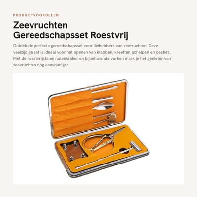 Dailygoods- Gereedschapsset Roestvrij Stalen Notenkraker - Zeevruchten Opener - Schilmes - Houten Geschenkdoos - Comfortabel Gebruik - Ideaal voor Krabben en Kreeften