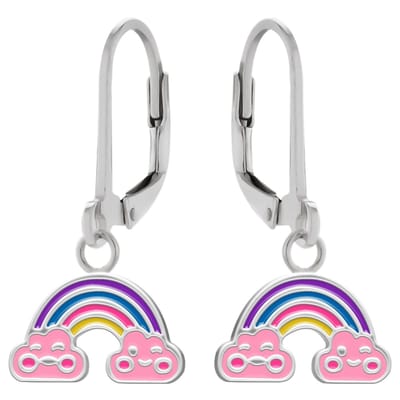 WeLoveSilver - zilveren oorhangers - regenboog - kind - 925 zilver