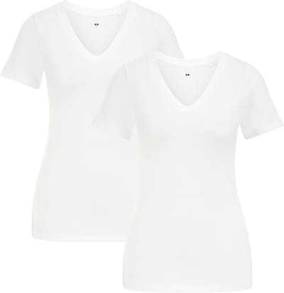 WE Fashion Dames T-shirt met V-hals, 2-pack