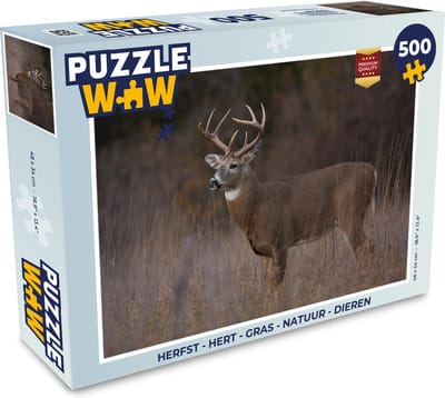 Puzzel Herfst - Hert - Gras - Natuur - Dieren - Legpuzzel - Puzzel 500 stukjes