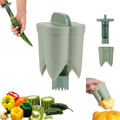 Ryoudavell - 2-in-1 Paprikaboor & Peperontpitter - Efficiënte Jalapeno, Bell Pepper en Chili Deseeder - Koken & Tafelen - voor Paprika's, Tomaten en Appels - Handige Vruchtvleesverwijderaar - Snelsnijder en ontpitter - Herbruikbaar