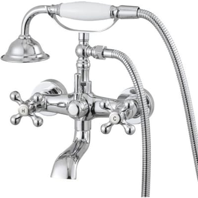 VEVOR Klauwhoofdbadfaanse Tap, Wandmonteerbadfaanse met Handdoekdouche, Vintage Gepolijst Chromen Klauwhoofdbadvul Tap Douche Set met Verstellende Schommelarmen & 360° Draaiende Straal voor Baden