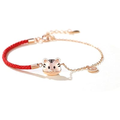 Gelukstijger Country Tide Rode String Armband Benming Jaar Niche Design Sieraden Sterling Zilveren Armband beige