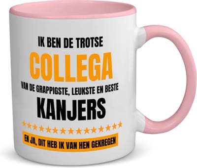 Akyol - trotse collega koffiemok - theemok - roze - Collega - een collega - werk - afscheidscadeau - verjaardagscadeau - kado - 350 ML inhoud