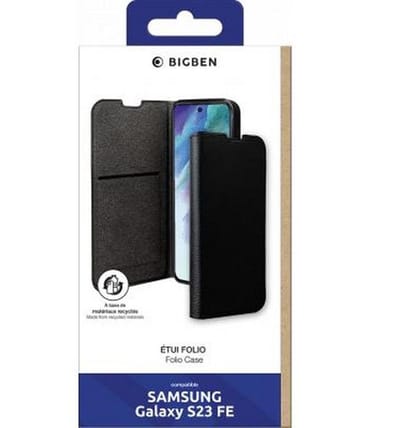 Bigben Connected, Hoesje geschikt voor Samsung Galaxy S23 FE - Folio Wallet met Kaarthouders & Videostandaard, Zwart