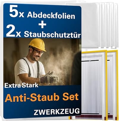 Stofbeschermingsdeuren set van 2 met ritssluiting | 1,20 x 2,20 m | Waterdicht en extra sterk