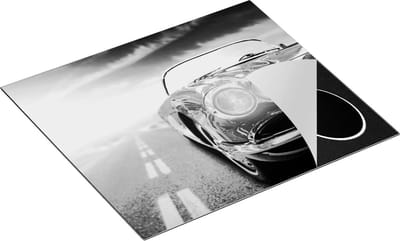 Chefcare Inductie Beschermer Oude Rode Auto - Retro - Zwart Wit - 60x50 cm - Afdekplaat Inductie - Kookplaat Beschermer - Inductie Mat