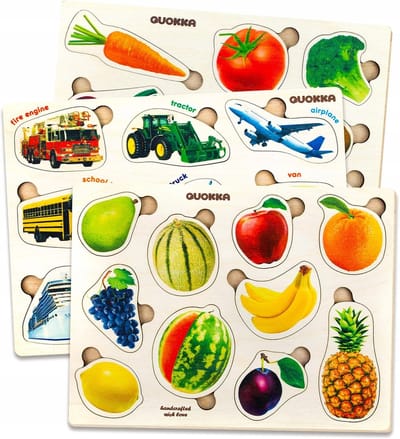 Houten Educatieve Puzzels met Fruit & Groenten - Leren met Plezier