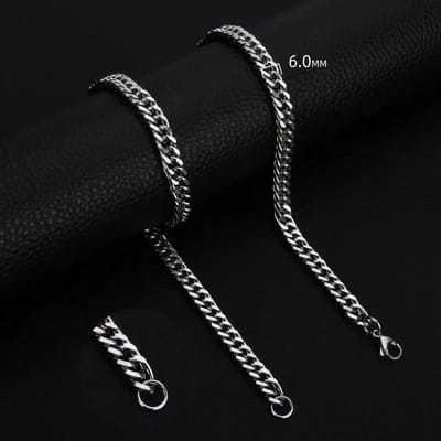 Aramat Jewels | Halskettingen | RVS Curb Chain Ketting Zilverkleur - Stoere Schakelketting | 55cm / 6mm |55cm | | Staal | Volwassenen | Verkleurd niet