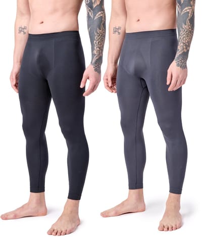 Ladeheid Heren Thermobroek 2 Pack - Sport - Lang - Sporbroek - Polyamide – Zwart/Grafiet – M - LA-LA40-260-TMPM-2B