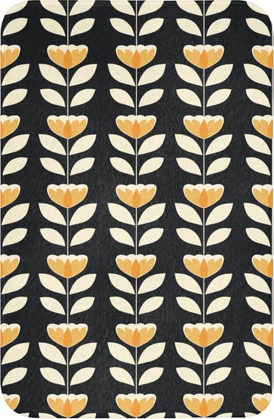 WC mat 40x60 cm - Antislip - Retro - Bloem - Zwart - Okergeel - Toiletmat - Vloermat - Douchemat - Toilet tapijt - Toiletmatten
