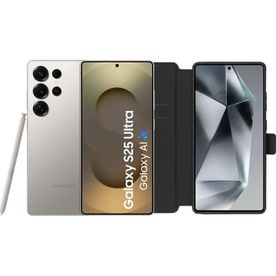 Samsung Galaxy S25 Ultra 256GB Grijs 5G + BlueBuilt Book Case Zwart