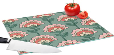 Glazen Snijplank - 39x28 - Bloemen - Retro - Patronen - Snijplanken Glas