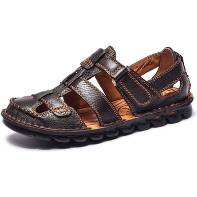 Zomer Sandalen Heren Strand Outdoor Heren Sandalen met Gesloten Teen Heren Sandalen met Gesloten Teen van Rundleer 46