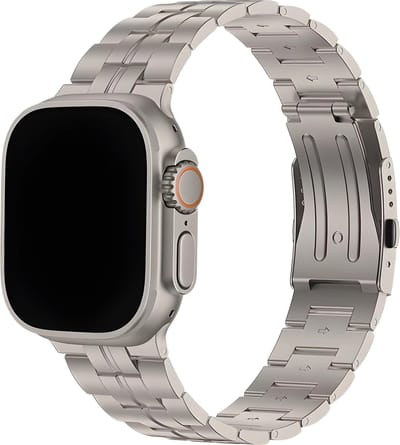 Innerlight® Titanium+ Elevate - Hoogwaardig Titanium, 22Ti materiaal - 42/44/45/49mm - Titanium band geschikt voor Apple Watch - Titanium Watch Band - Geschikt als Apple watch bandje voor Series 1/2/3/4/5/6/7/8/9/10/11/SE/Ultra/Ultra 2