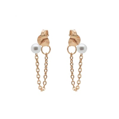 Karma Oorbellen Chain Single Pearl Rosé