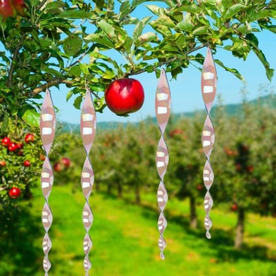 4 Pièces Répulsif à Oiseaux Rotatif Spiralé de Jardin Décoration Répulsive pour Oiseaux Réfléchissante Suspendue beige