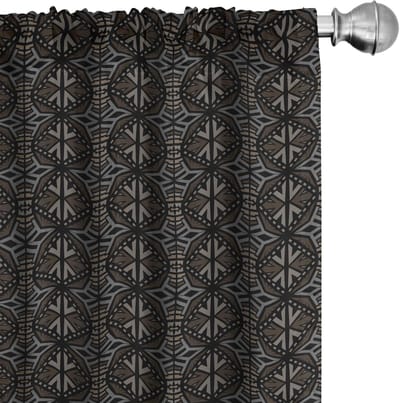 ABAKUHAUS – Geometrische Gordijnen – 2x75x175 cm – Donker Taupe en Zachtgrijs