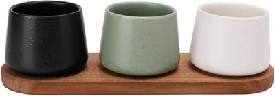 Cosy & Trendy Serveerplank bamboe - met 3x luxe schaaltjes - 30 x 10 cm - tapas en saus schaaltjes