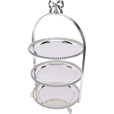 Support à gâteau 3 étages en métal Facile à nettoyer Polyvalent Présentoir à desserts Pour réunion de famille Mariage