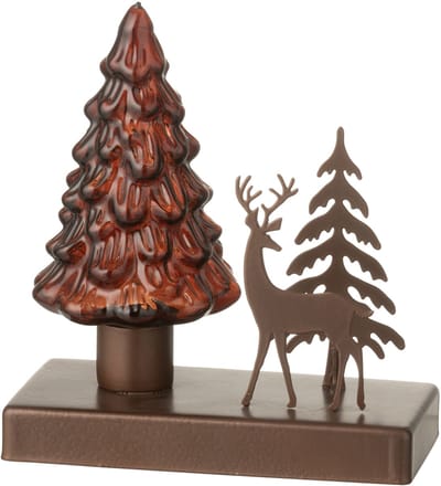 J-Line kerstdecoratie Boom Winter - ijzer - roestbruin/bruin - LED lichtjes