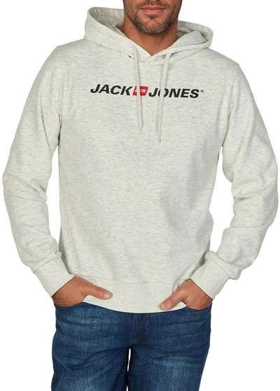 Jack & Jones Heren trui JJMORTY OLD LOGO SWEAT HOOD SMU regular fit Wit S Volwassenen Hoodie - Sweatshirt