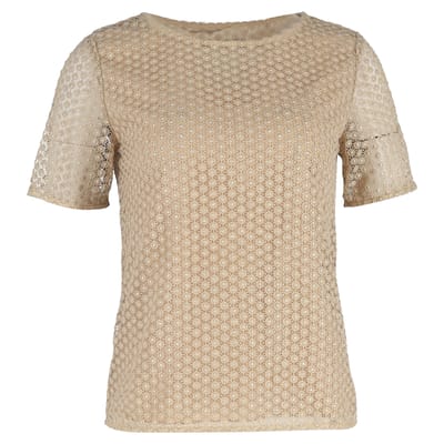 Diane Von Furstenberg Brylee kanten blouse met korte mouwen in goudkleurig polyester