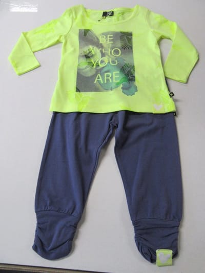 rumbl , kledingset , meisjes , tshirt lange mouw geel + jogging broek blauw , 92 / 98