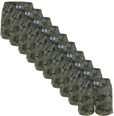 DEAL heren 10P wijde boxershorts camouflage groen