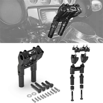 Motorfiets Stuurverhoger - Stuur Riser Verhoging - Comfortabeler Rijden - Verstelbare Hoogte - 8.25 Inch - Zwart