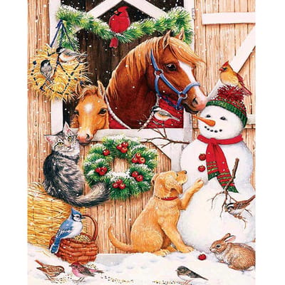 Peinture diamant 5D à faire soi-même, broderie d'animaux et de bonhommes de neige, point de croix, mosaïque, décor, cadeau de noël 20X30CM black