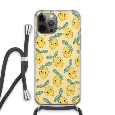 Case Company® - Hoesje met koord geschikt voor iPhone 13 Pro Max hoesje met Koord - Citroenen - Telefoonhoesje met Zwart Koord - Bescherming aan alle Kanten en Over de Schermrand