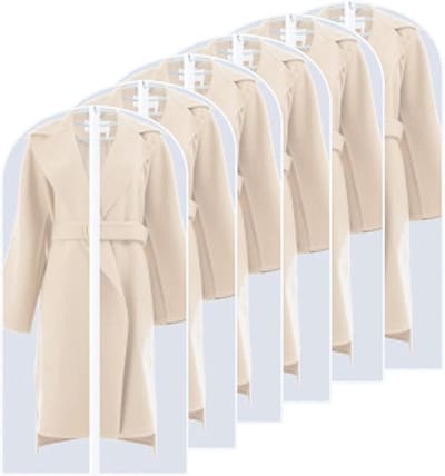 SnelShoppen - Kledinghoezen Stofdicht en Mottenbestendig - 6 Stuks PEVA Doorschijnende Jurkhoes Waterdicht en Ademend - Jashoes met Rits 60x140 cm voo