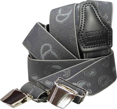 Pierre Mouton Paisley Bretel - Bretels - Volwassenen - Heren - Grijs - 120cm - 3 brede clips - M - L