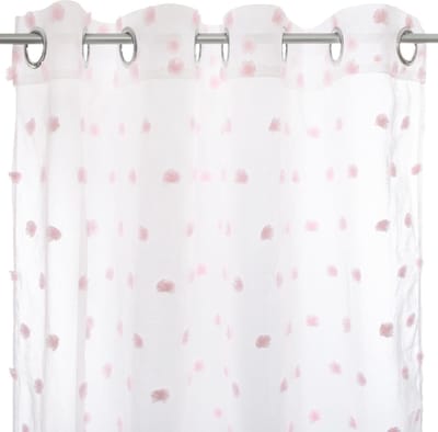 Atmosphera Kids Pom Pom Gordijn 140x240cm - Kant en klaar met ringen - Wit/Roze met pom poms