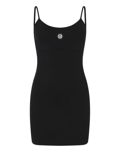 Cotton Rib Short Tank Dress Crystal Hexagon