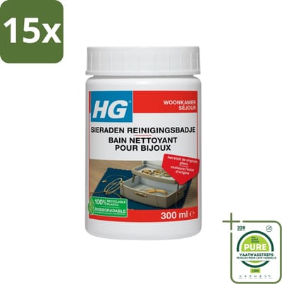 15 x HG Sieraden Reinigingsbad 300 ml - Grootverpakking - Sieraden Schoonmaken - Sieraden Reiniger - Sieraden Glanshersteller - Zilver Schoonmaken - Goud Schoonmaken